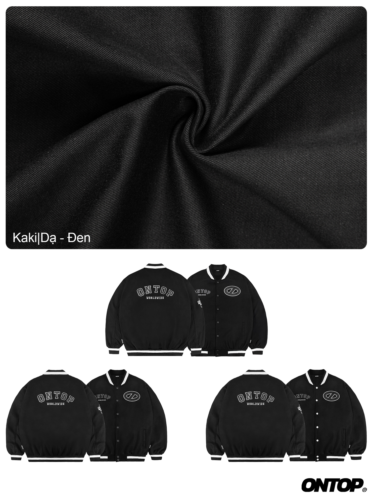 Áo varsity jacket màu đen ONTOP