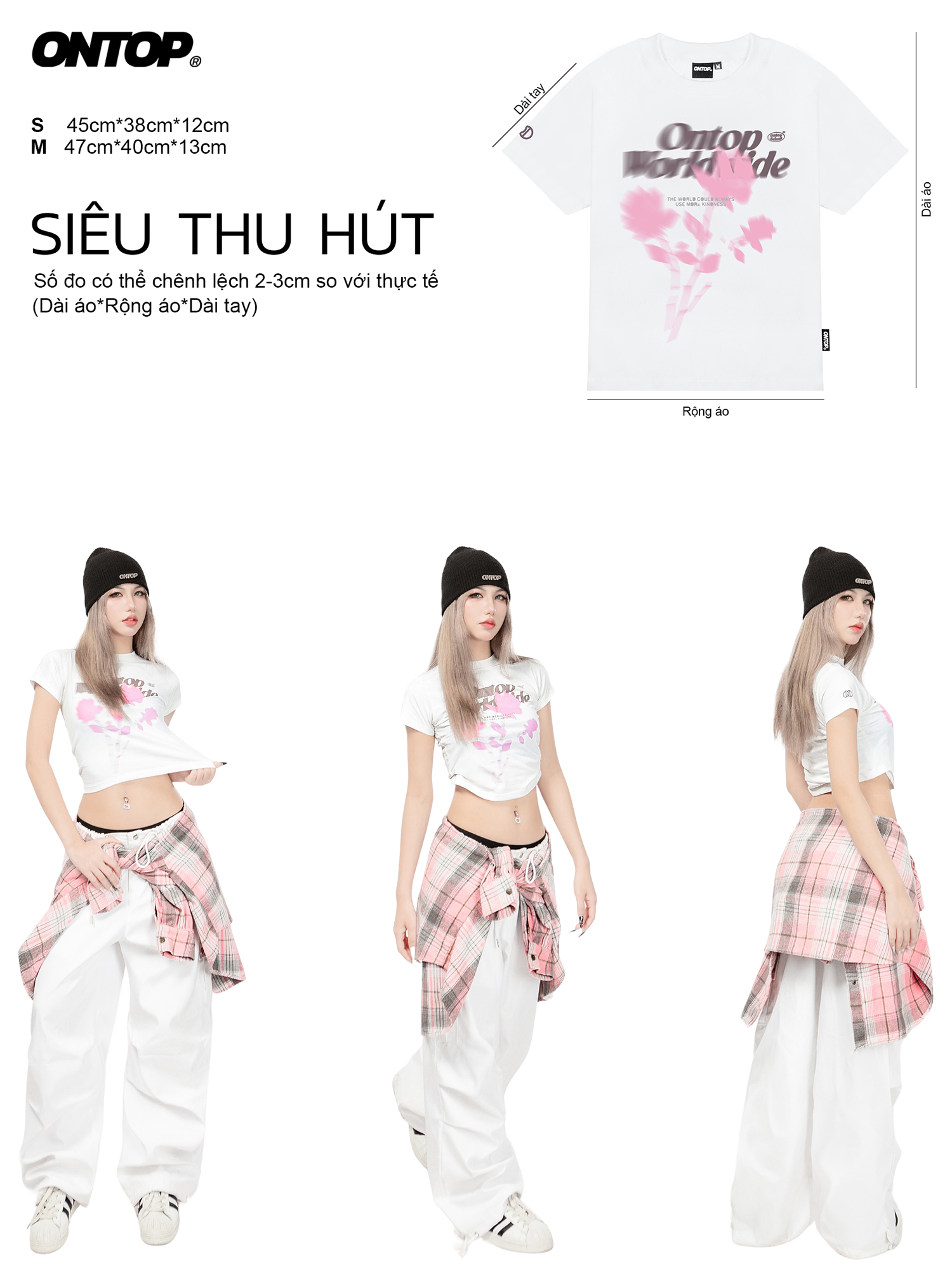 Baby tee nữ màu trắng ONTOP