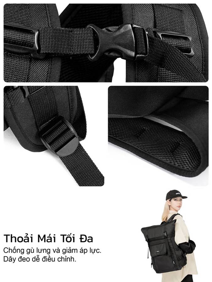 balo basic đen canvas ONTOP