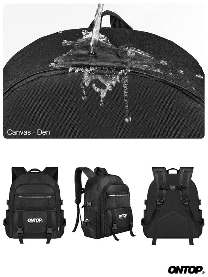 balo canvas basic màu đen ONTOP