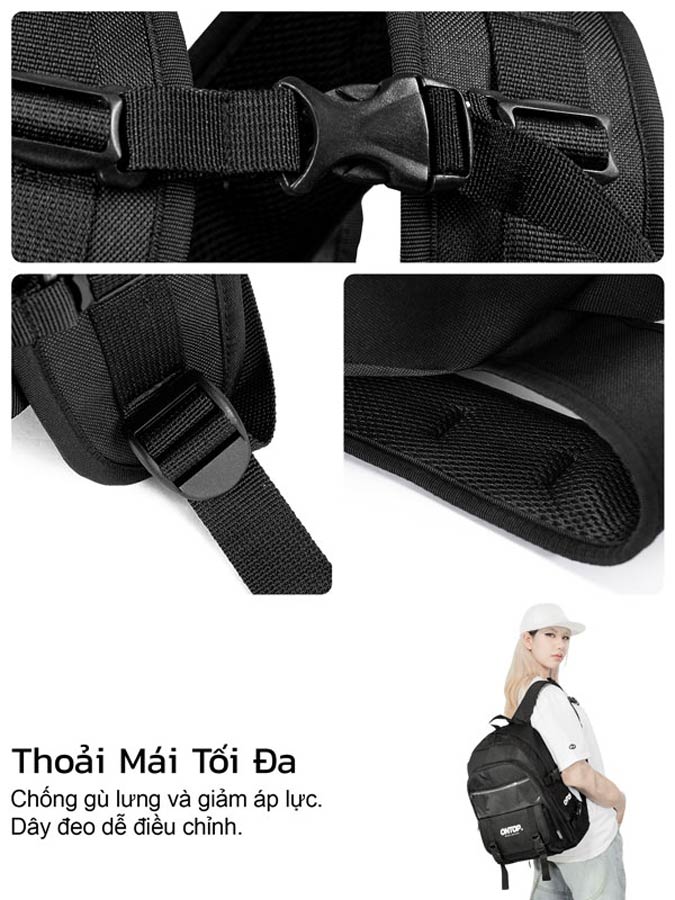 balo canvas basic màu đen ONTOP