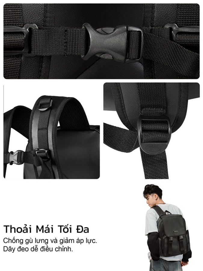 Balo da đen nắp gập ONTOP