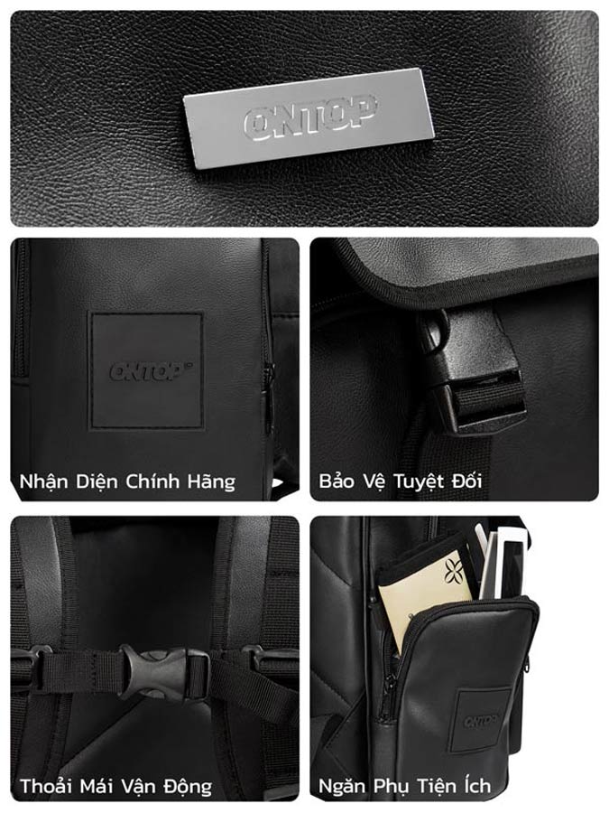 Balo da đen nắp gập ONTOP