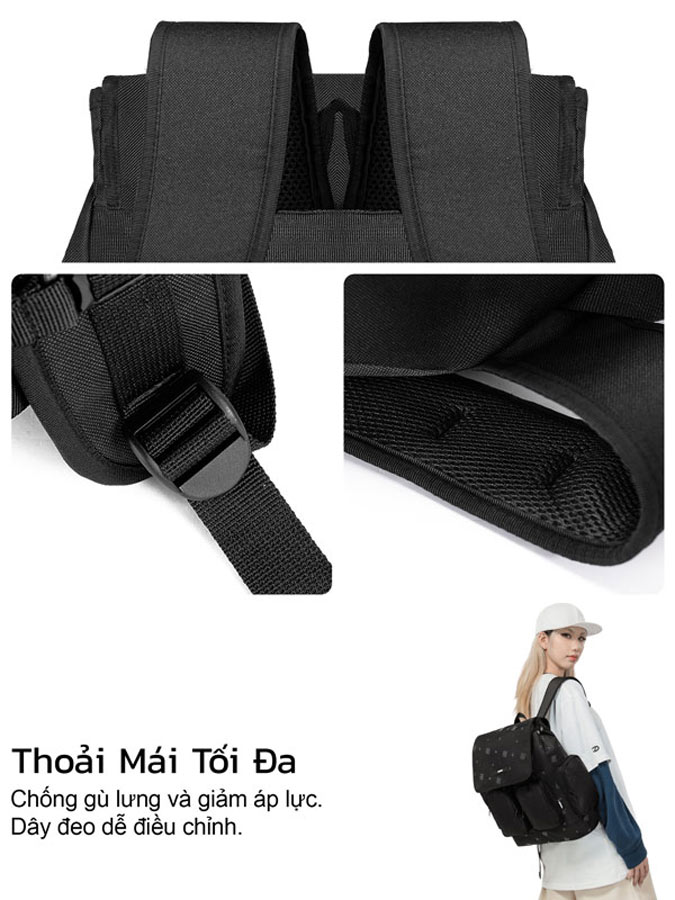 Balo nắp gập canvas họa tiết ONTOP