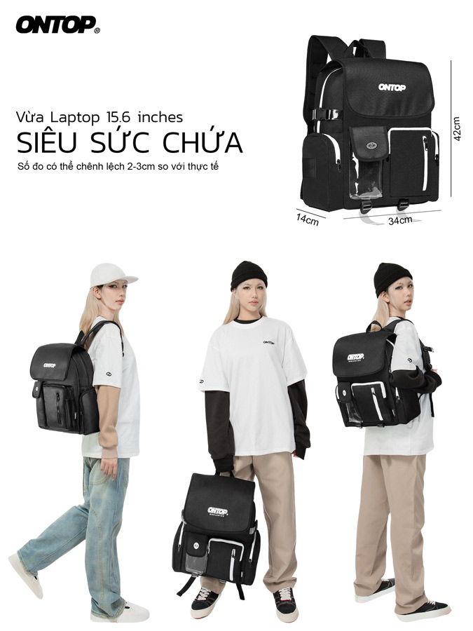 Balo nắp gập canvas ONTOP