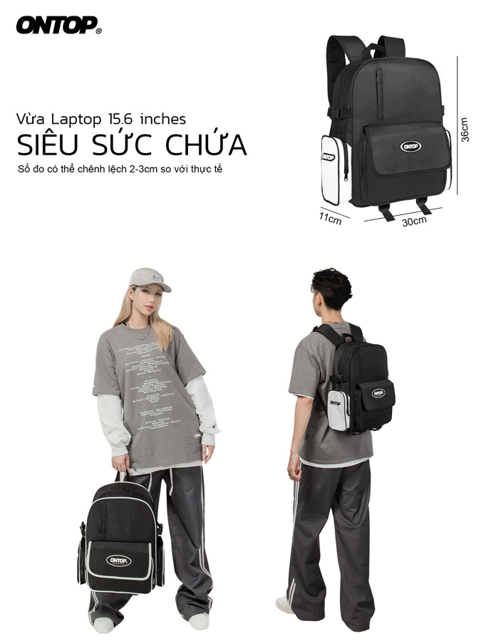 Balo nhiều ngăn canvas ONTOP