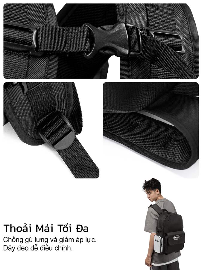 Balo nhiều ngăn canvas ONTOP