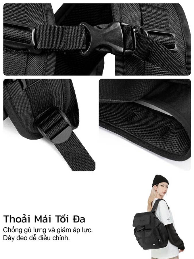 Balo vải canvas nắp gập ONTOP