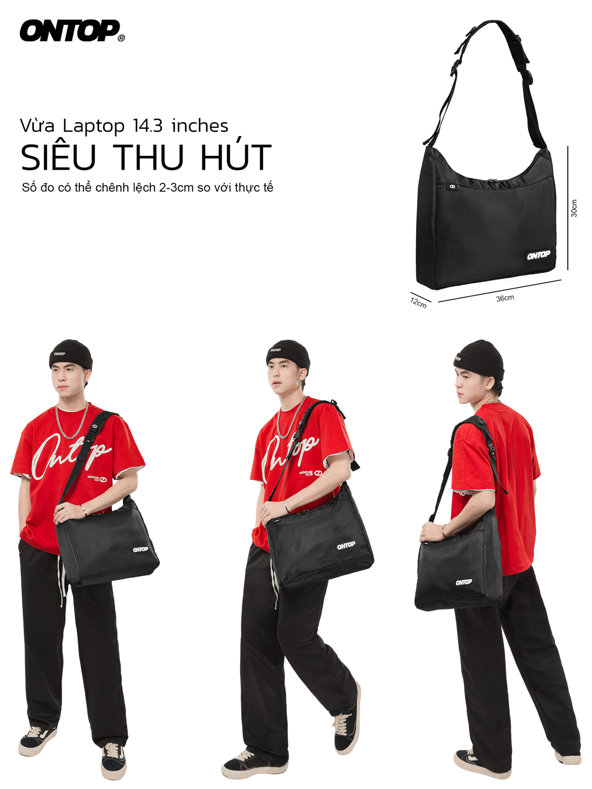 Túi đeo chéo vải dù nam Ontop