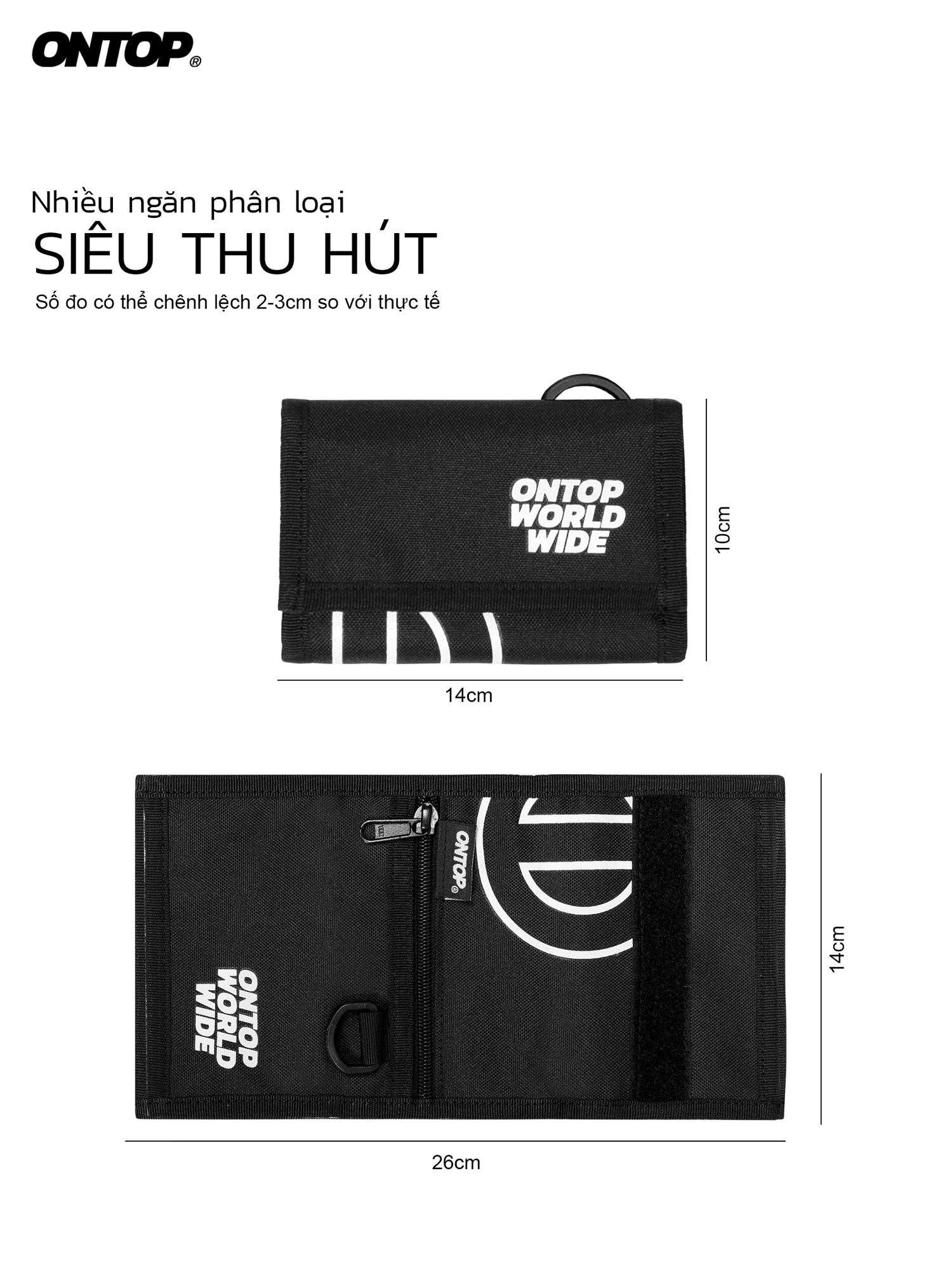 Ví canvas đen nhỏ gọn ONTOP