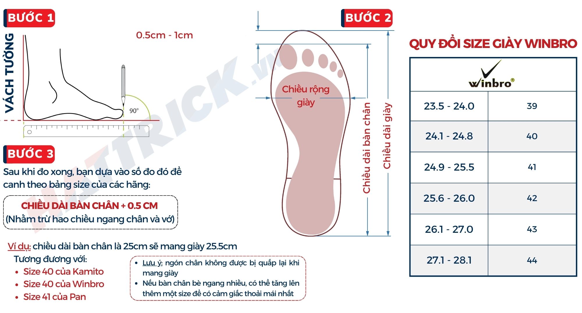 chọn size giày đá bóng nam winbro