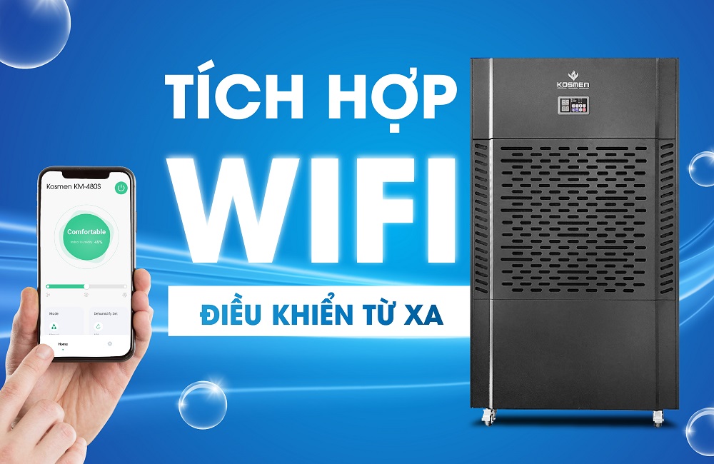 Máy hút ẩm Kosmen KM-480S cho phép vận hành từ xa, theo dõi mọi lúc mọi nơi