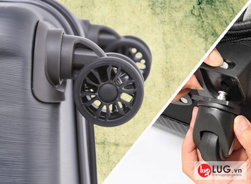 Vặn lại ốc bánh xe của vali là hết loạng choạng khi kéo