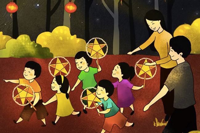 rước đèn ông sao trung thu