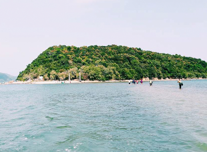 Với chiều dài khoảng 300m đường đi giữa biển ở Đảo Nhất Sơn Tự mang vẻ đẹp tự nhiên hút hồn khách du lịch
