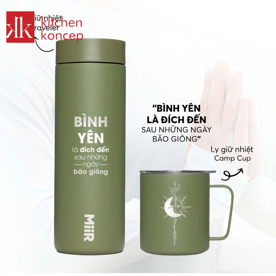 Bình MiiR khắc laser câu thành ngữ yêu thích