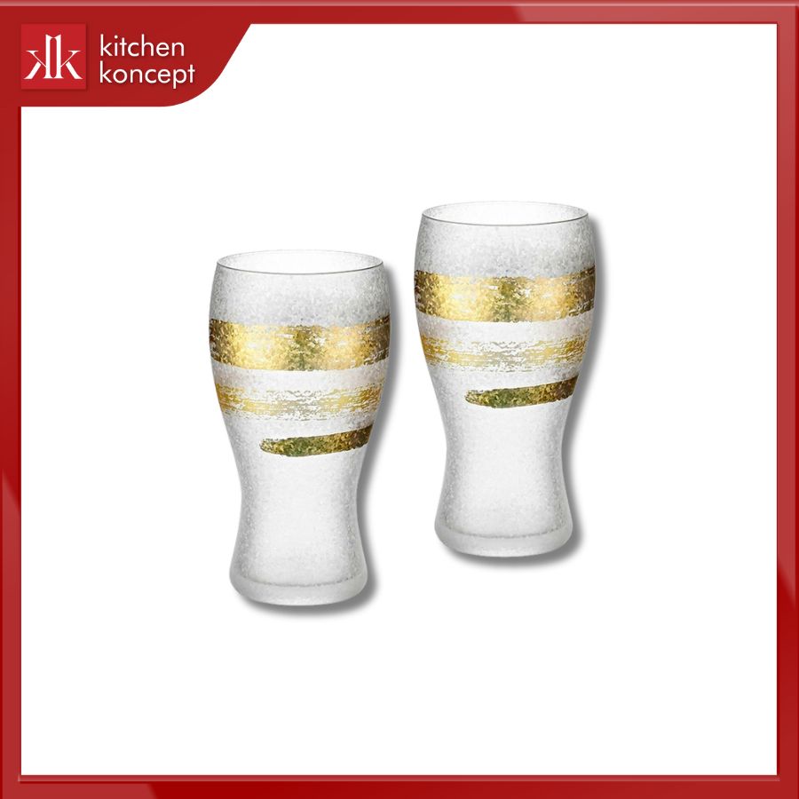 Bộ ly uống bia Aderia Gold Ichimonji 0.38L 2 cái