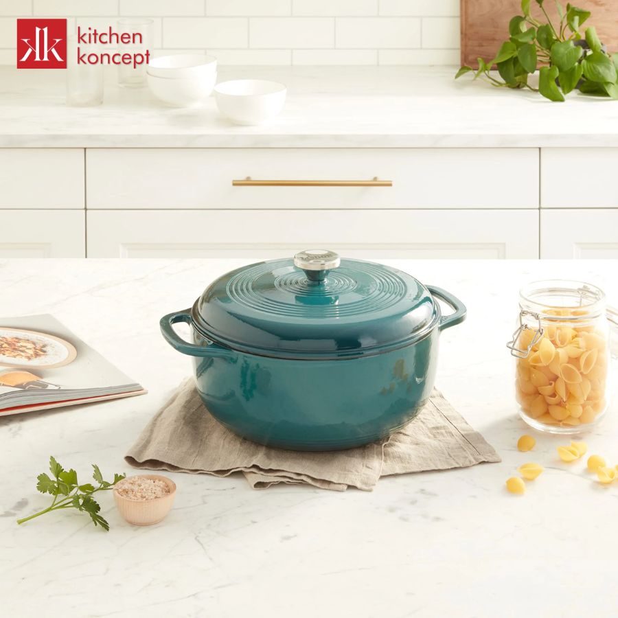 nồi gang LODGE tráng men xanh ngọc