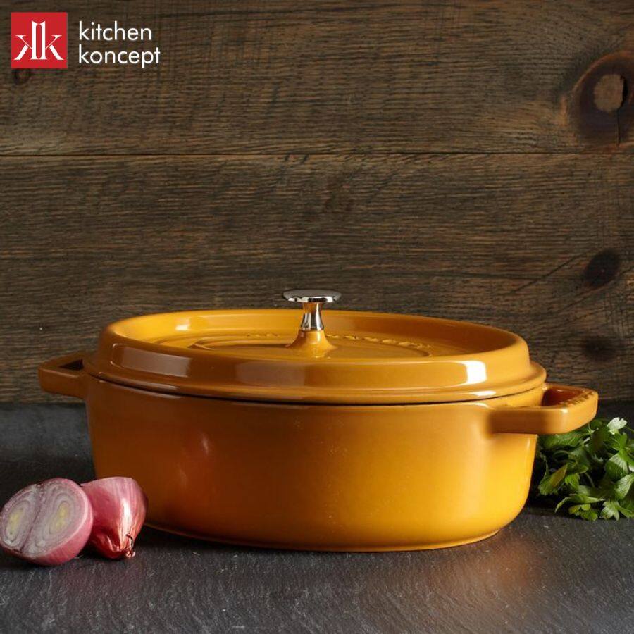 nồi gang oval STAUB màu vàng 27cm