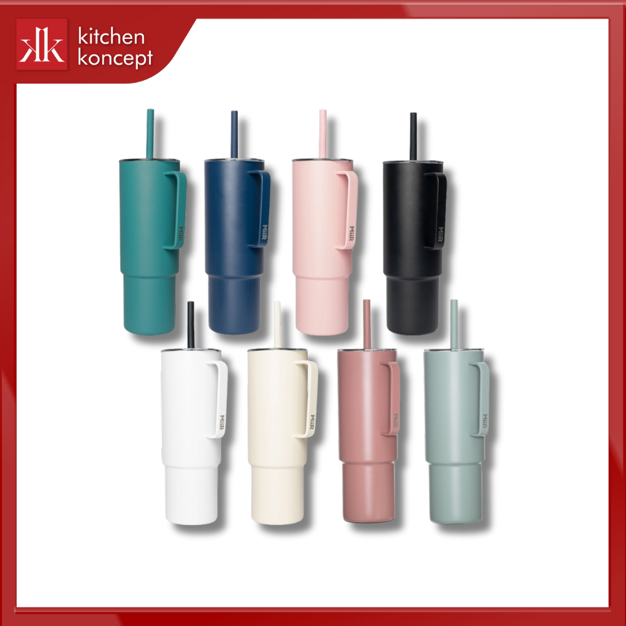 Ly giữ nhiệt có quai cầm kèm ống hút