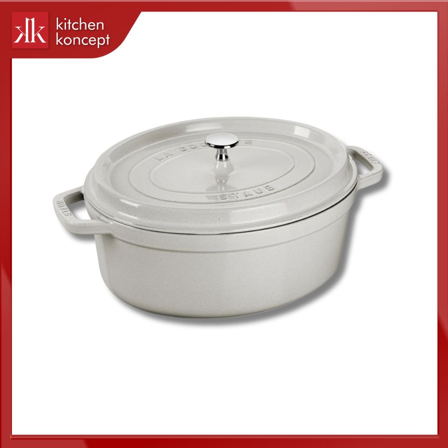 Nồi gang STAUB oval màu nấm trắng - 37cm (8L)