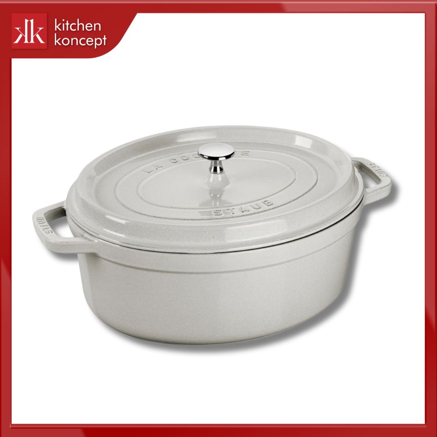 Nồi gang STAUB oval màu nấm trắng chính hãng