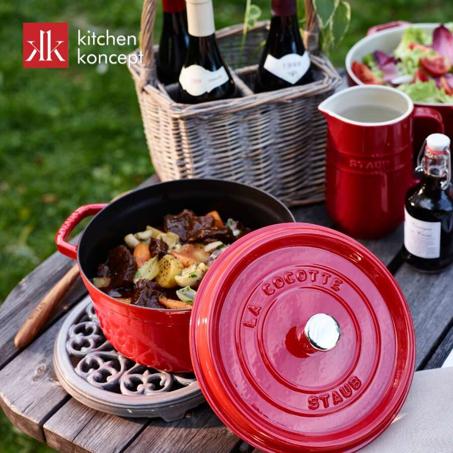 Nồi gang tròn STAUB màu đỏ cherry