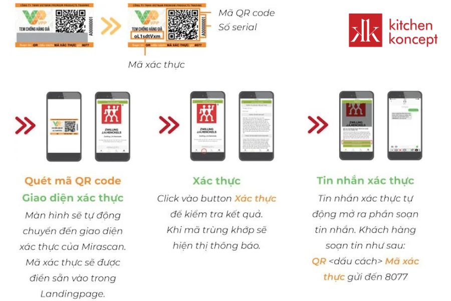 Quét mã QR để xác thực chính hãng