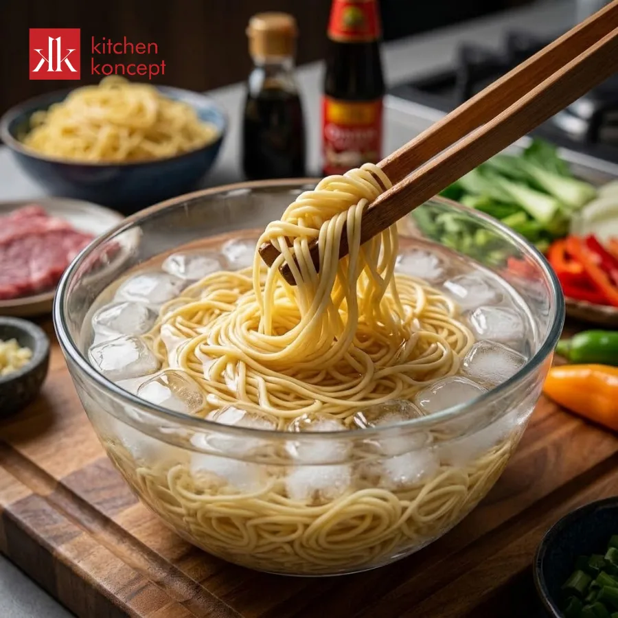 Nước đá giúp sợi mì dai ngon