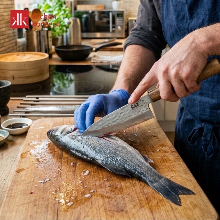 Phi lê cá chép chuẩn xác bằng dao Nhật KAI sắc bén