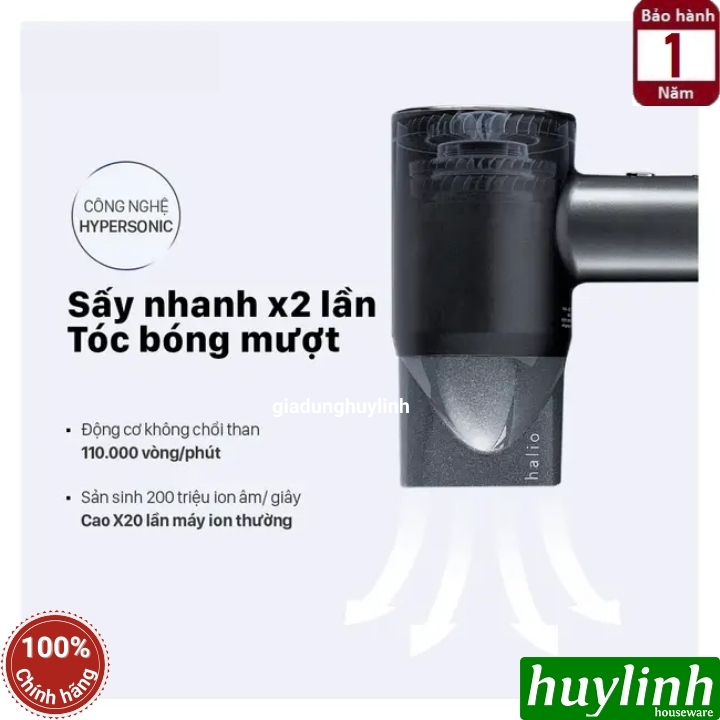 Máy sấy tóc ion âm Halio Hypersonic Hair Dryer - Hàng chính hãng 6