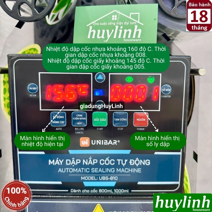 Máy dập nắp cốc tự động Unibar UBS-810 - Máy ép miệng ly 1000ml 2