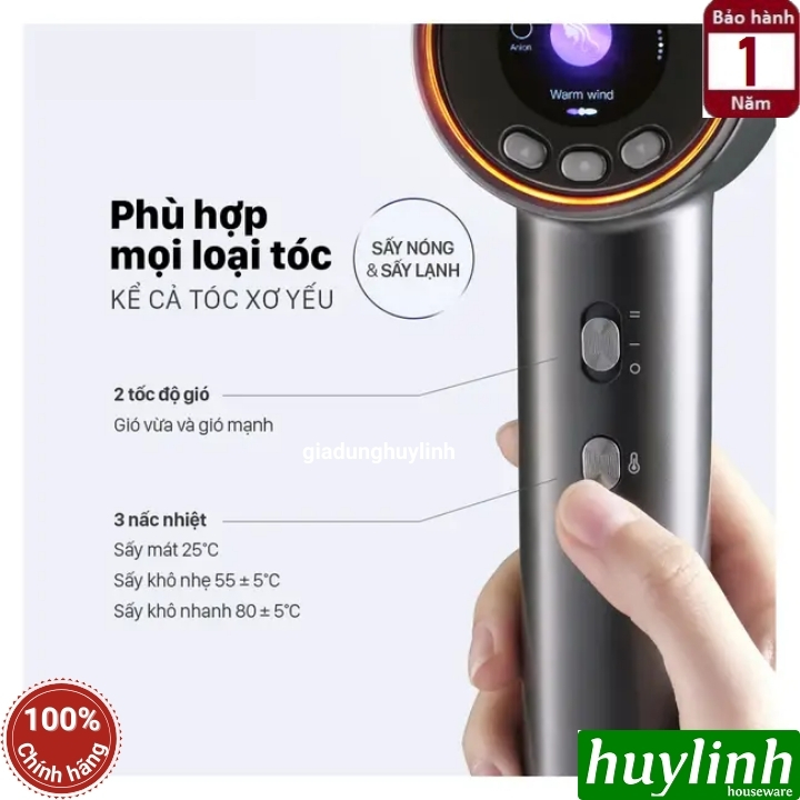 Máy sấy tóc ion âm Halio Hypersonic Hair Dryer - Hàng chính hãng 4