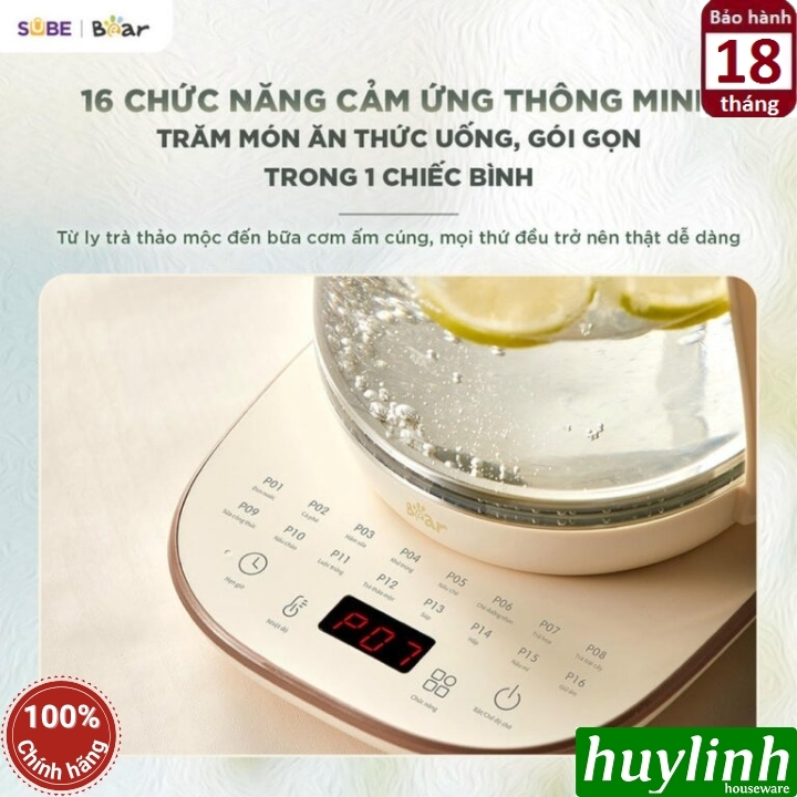 Ấm đun nước - Bình pha trà đa năng Bear HK-5H15L96 - 16 chức năng tiếng Việt - 1.5 lít 2