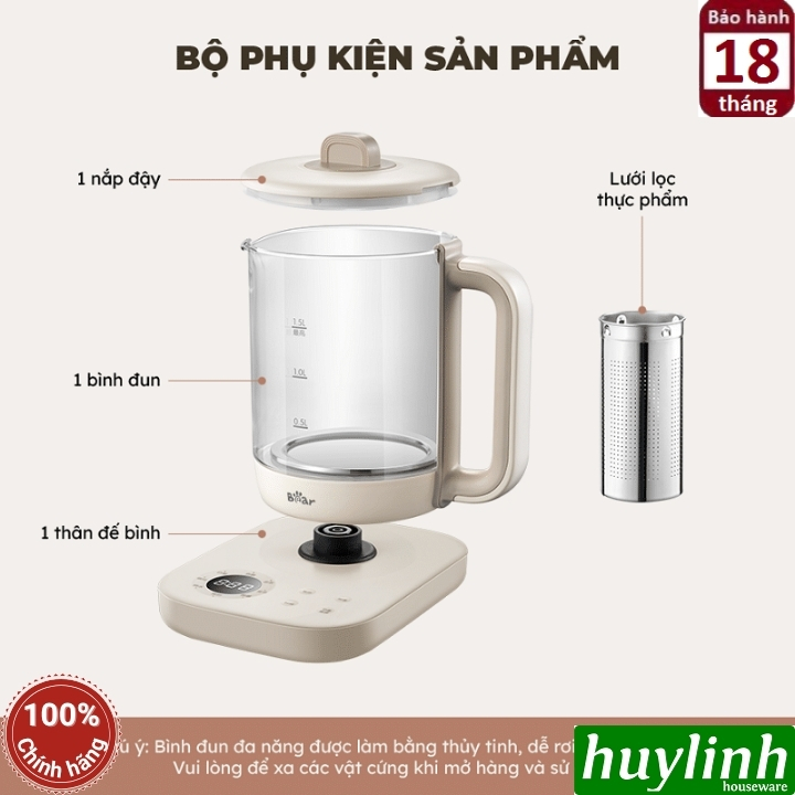 Bình pha trà giữ nhiệt Bear SB-PT15K (1.5L) 2