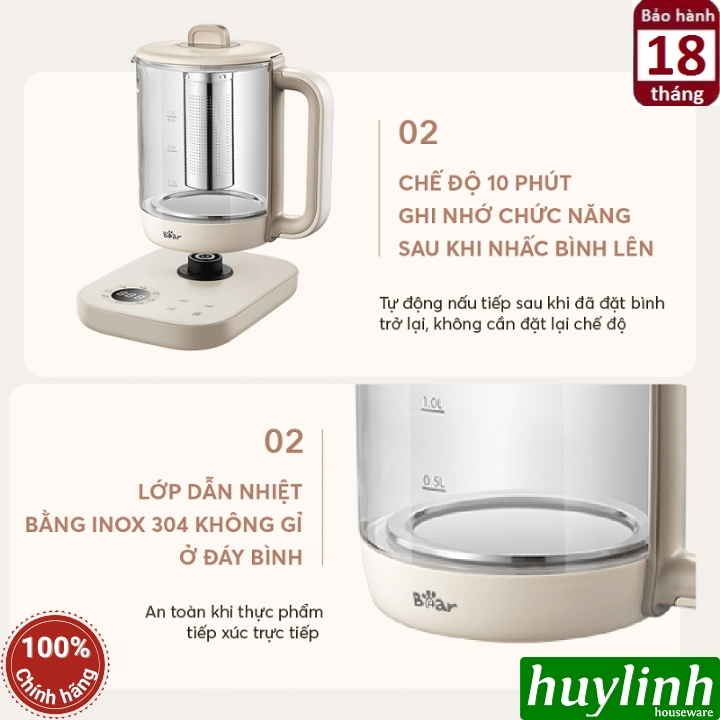 Bình pha trà giữ nhiệt Bear SB-PT15K (1.5L) 6