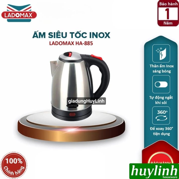 Ấm đun siêu tốc Ladomax HA-885 dung tích 2 lít