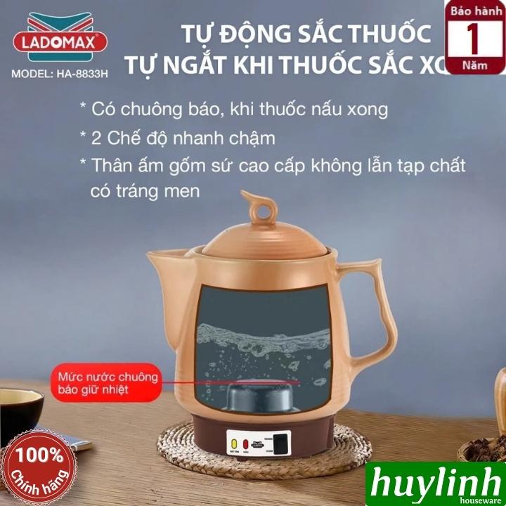 Ấm sắc thuốc điện Ladomax HA-8833H 3