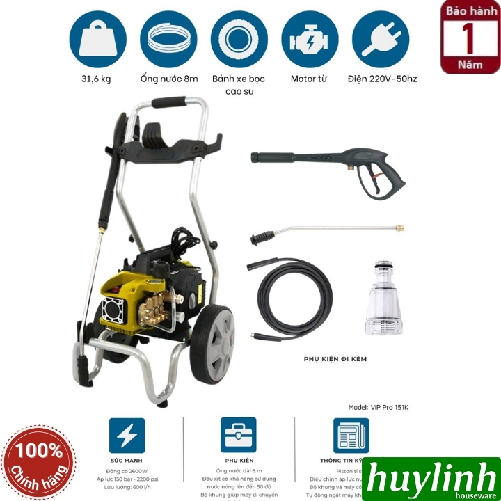 Máy Xịt Rửa Áp Lực Cao Annovi Reverberi VIP PRO 151K