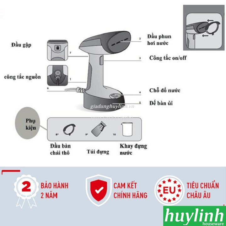 Bàn ủi hơi nước cầm tay Tefal DT3030E0 - 1300W 2