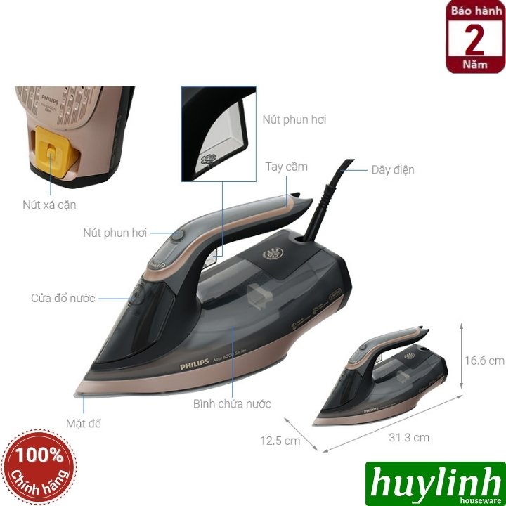 Bàn ủi hơi nước Philips DST8041/80 - 3000W - Sản xuất tại Indonesia 2