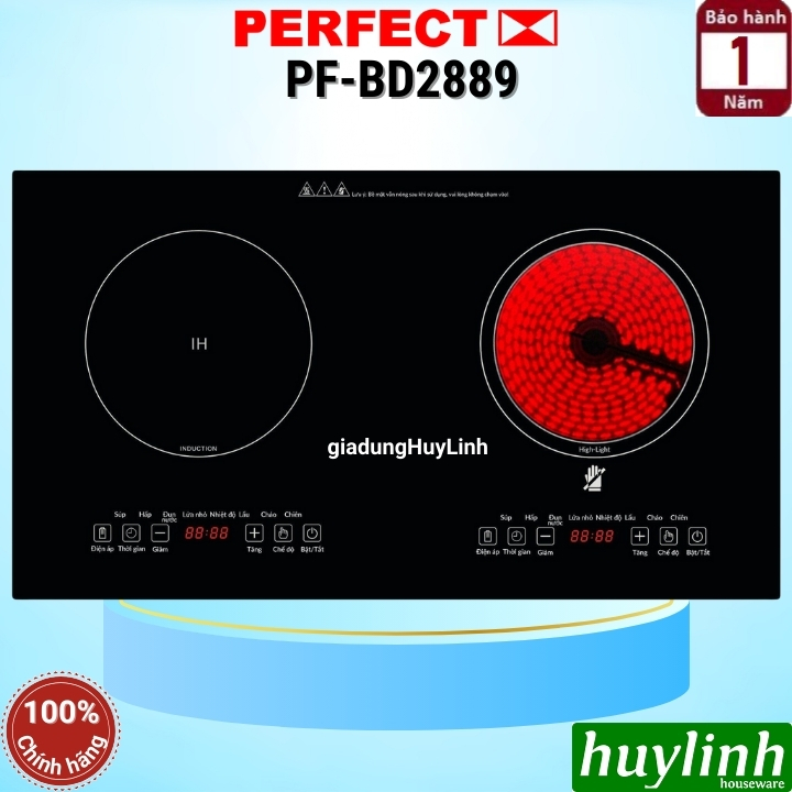 Bếp đôi điện từ - hồng ngoại Perfect PF-BD2889