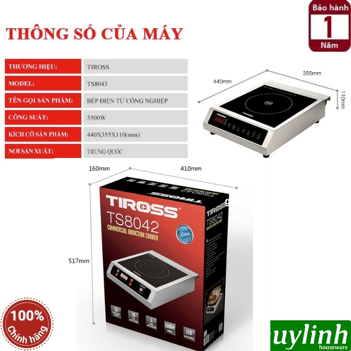 Bếp từ công nghiệp Tiross TS8043 8