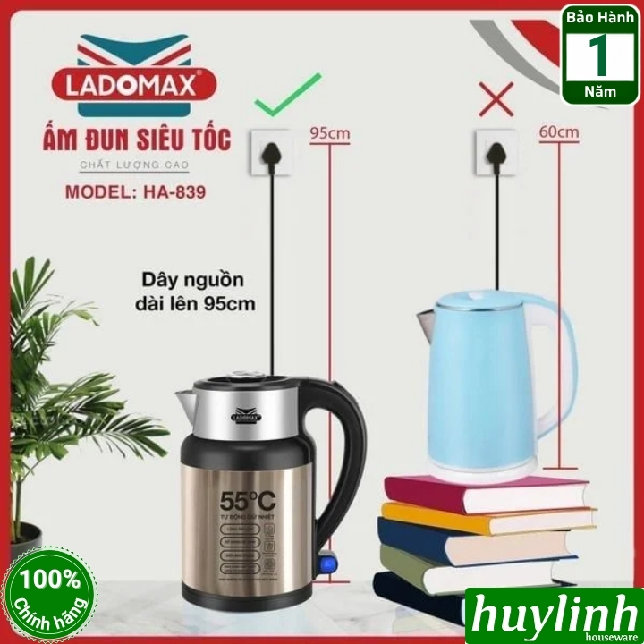 Bình đun nước siêu tốc Ladomax HA-839 - 2.3 lít - Có chức năng giữ ấm tự động 5
