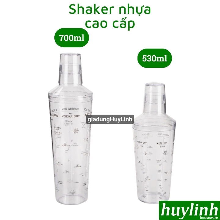 Bình lắc nhựa - shaker vạch đậm cao cấp - 530ml - 700ml
