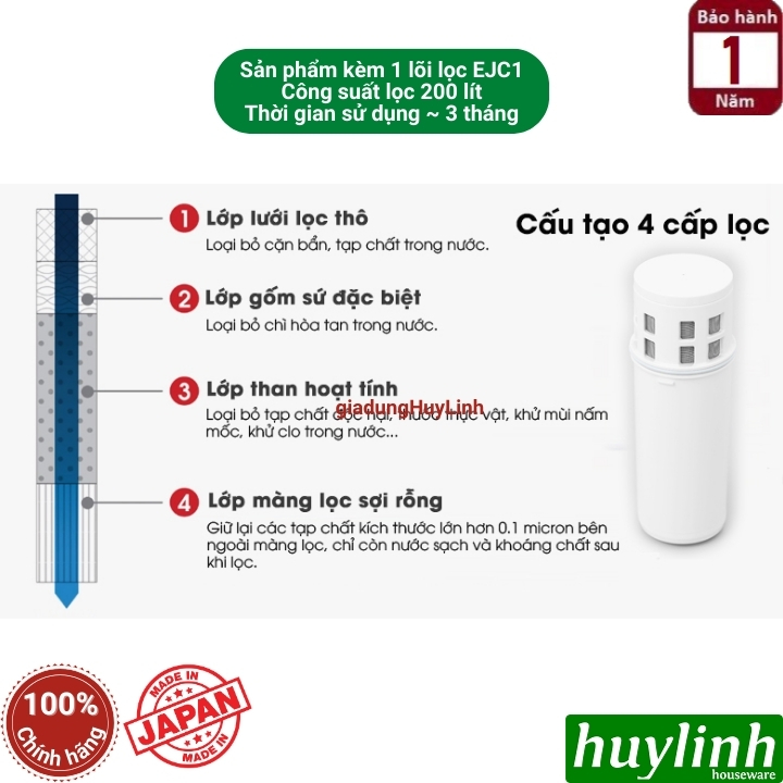 Bình lọc nước cầm tay Cleansui EJ102 5