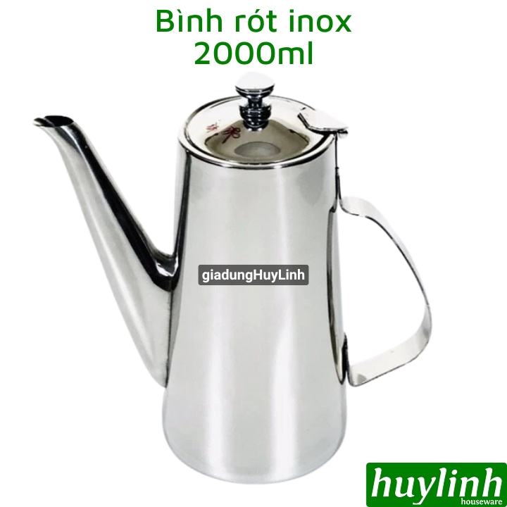Bình đựng nước - ấm rót nước inox có vòi dài - 2 lít - 2000ml