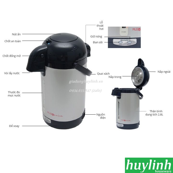 Bình thủy điện Sharp KP-A28SV - 2.8 lít 2