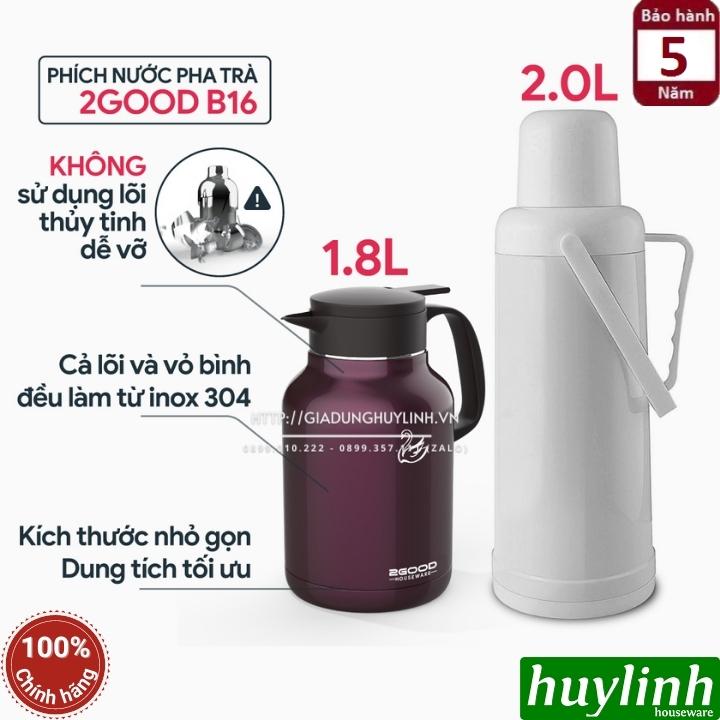 Bình thuỷ pha trà giữ nhiệt nóng lạnh 2Good B16 - 1.8 - 2.2 lít - Đổi mới 5 năm 3