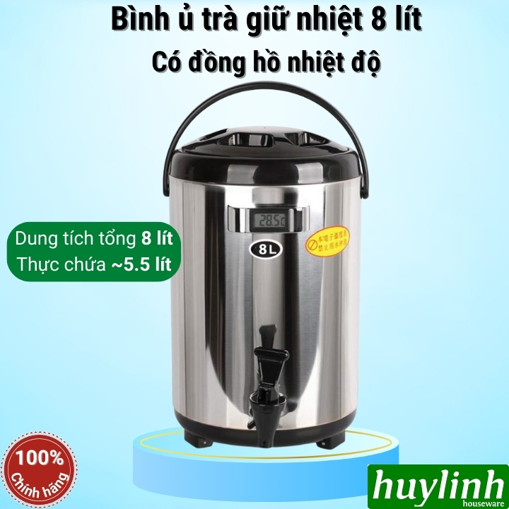 Bình Ủ Trà Inox 8L & 10L Có Đồng Hồ